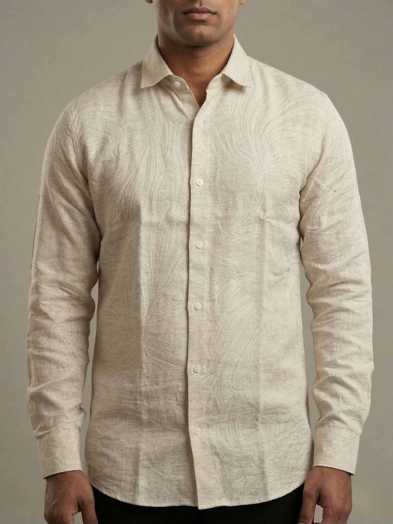 Lefko Premium Off-White Jacquard Shirt